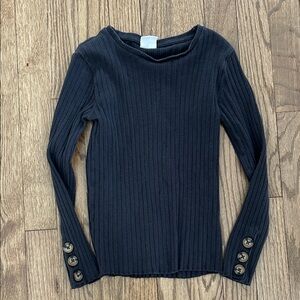 Zara Kids Black Ribbed Long Sleeve Top - size 9